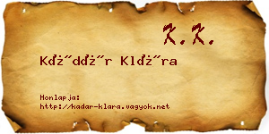 Kádár Klára névjegykártya